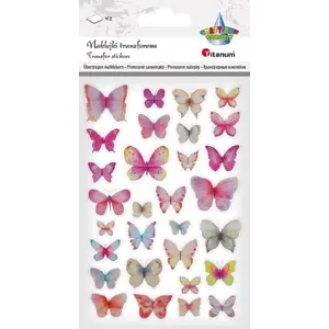 Transfer decals Cozywood — Butterfly pink and blue, decorative transfer stickers for crafts