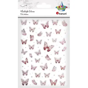 Sticker set HERLITZ — pink and holographic butterfly foil stickers, decorative craft stickers