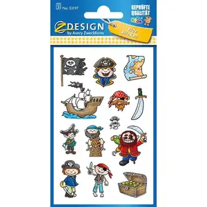 Label sheets Avery Zweckform 53197 — patterned pirate design adhesive labels, A4 sheets