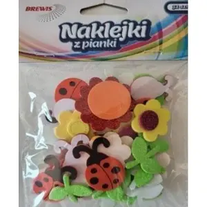 Foam stickers BREWIS model 547414 – 32 pieces: flower and ladybug shapes