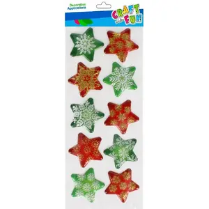 Craft with Fun decorative puffy stickers CFBN427 — star-shaped set, 10 pieces