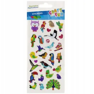 Craft with Fun NAKLEJ PUFFY ZWIERZ 105x245 CF PBH 12/288 — Puffy sticker sheet, animal designs
