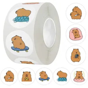 Adhesive Stickers with Capybara by Lean — Assorted Designs, 2.5 cm, 500 pcs