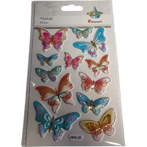 TEKA decorative embossed butterfly stickers, gold-tone mix, pack of 12