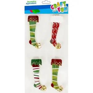 Craft with Fun 3D Sticker Set CFBN407 — 4-piece decorative sock appliqués