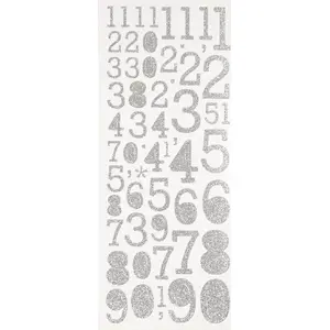 Glitter Sticker Numbers creativ company 29109 — silver numeric stickers for crafts
