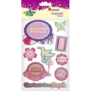 Paper 3D stickers Titanum Little Princess mix, pack of 8 – decorative paper stickers