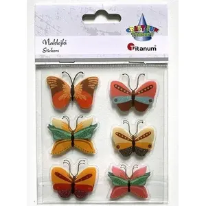 3D foil butterfly stickers Titanum mix, set of 6 pieces