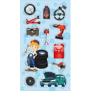Sticker set Incood 522373 — automotive mechanic decals, assorted designs
