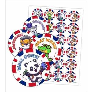 Stickers LearnHow motivational English Animals set — 48 pieces