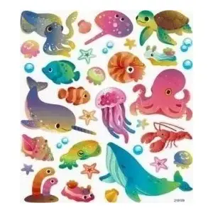 Paper Stickers Dalprint 34 pcs – Marine Animals, pack of 34 decorative stickers