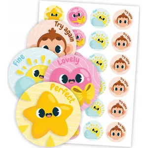 LearnHow motivational stickers — English language levels set, 48 pieces