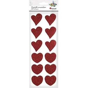 Titanum decorative foil heart stickers mix sizes red, pack of 12