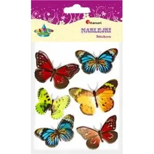 3D butterfly nail stickers Titanum Naklejki 3D motyle set of 6