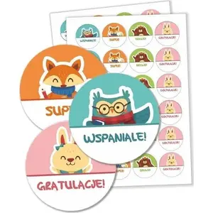 Sticker pack LearnHow motivational animals 40 mm, 48 pcs