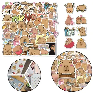 Paper Capybara Stickers set Lean 50 pcs — assorted designs