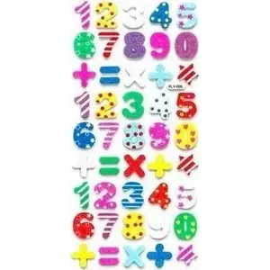 FANDY glitter foam number stickers set, 45 pieces, assorted digits