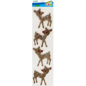3D Reindeer Stickers Craft with Fun CFBN730 — set of 4 decorative adhesive embellishments