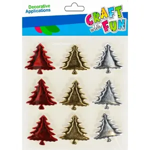 Craft with Fun decorative adhesive stickers CFBN404 — metallic Christmas tree mix, 9 pieces