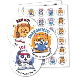 Sticker set LearnHow Naklejki motywacyjne - School animals, 48 pieces