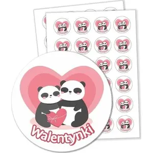 Stickers LearnHow Valentine Pandas 40 mm, 24 pcs