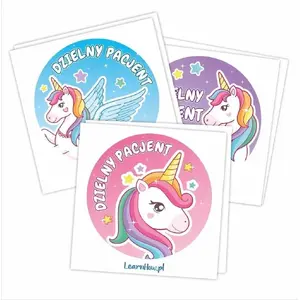 Sticker sheet LearnHow 'Brave Patient' unicorns 60 mm, 60 pieces