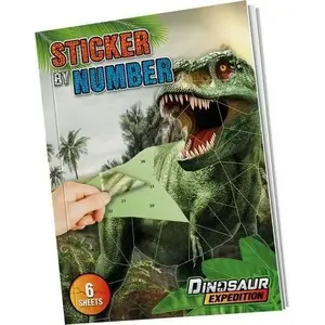 Sticker-by-numbers A4 set, Ideyka 'Dino' — A4 perforated sticker sheet for paint-by-numbers craft