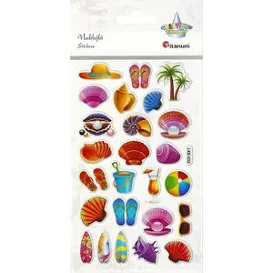 Titanum embossed stickers summer beach pack — 25 pieces