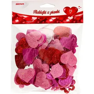 BREWIS 3D Heart Stickers 75 pcs — decorative self-adhesive hearts for crafts and nails