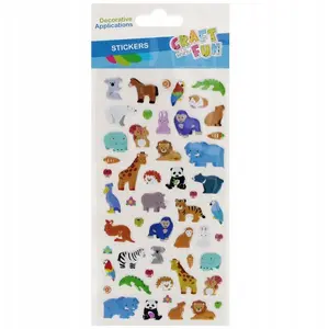Craft with Fun NAKLEJ PUFFY ZWIERZ 105x245 CF PBH 12/288 – craft puffy sticker sheet 105×245 mm