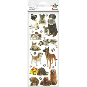 Paper Stickers with Dogs, No name — sheet of decorative dog-themed paper stickers