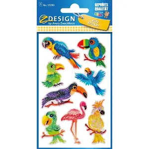 Spīdumu uzlīmes Zdesign Ptaki — dekoratīvas putnu formas pašlīmējošas uzlīmes, komplekts (371336)