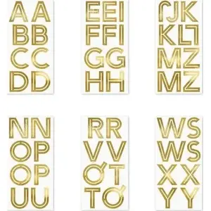 Alphabet Stickers 4 cm, gold, 6 pieces — PartyDeco