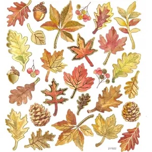 Paper stickers Dalprint autumn leaves 28 pieces — decorative paper stickers for crafts and packaging