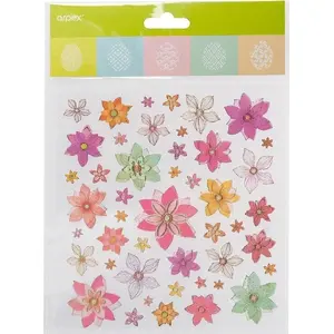 Decorative sticker set Arpex Naklejki kwiatki MIX — floral craft stickers, assorted sizes and colors