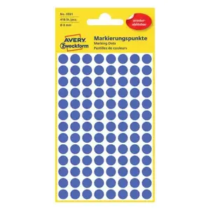 Self-adhesive paper circle labels Avery Zweckform 3591, blue, 8 mm diameter, 416 pcs