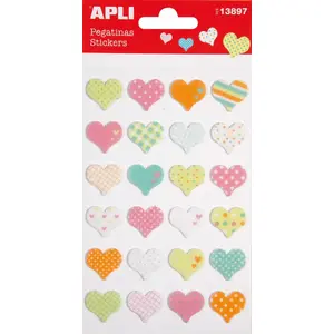 Наклейки из фетра Apli APLI Hearts — сердечки, микс цветов, декоративные фетровые фигуры