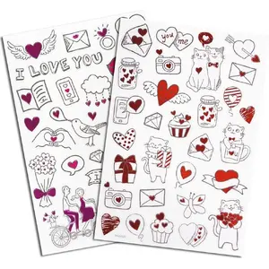 Stickers Arpex Naklejki serduszka na wesoło – decorative heart stickers sheet, assorted sizes