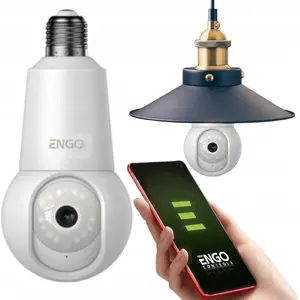 IP camera Engo ECAM-E27 — indoor Wi‑Fi rotatable smart camera, E27 bulb mount, 4 MP, two‑way audio, motion tracking, microSD