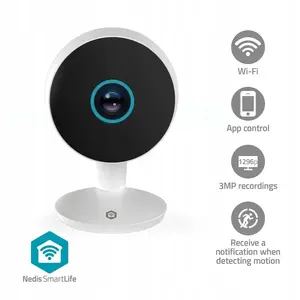 IP camera Nedis WIFICI08CWT — indoor 3MP Full HD 1296p, Wi‑Fi smart camera