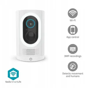 Nedis IP security camera WIFICBO33WT — outdoor spotlight, 3MP Full HD 1296p, IP65 weatherproof