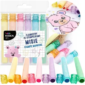 Двусторонние маркеры с штампами Derform Misie 6 шт - Kidea (DERF.FSM6KA)