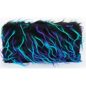 Fluffy zip pencil case pouch, black — No name MEMORIS MF986863, shaggy fabric, zip closure