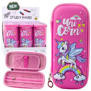 Pencil Case Lean 21960 — Stiffened School Pencil Case Unicorn Pink 22.5x10 cm