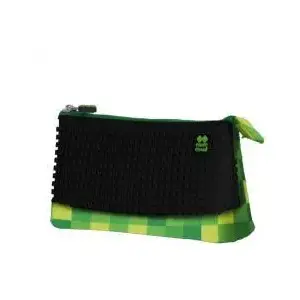 Pencil case Pixelbags Pipistrello — green check pattern