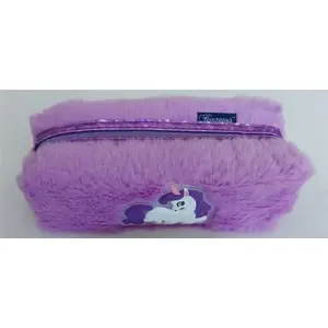 Pencil Case Fresh tubular large — Unicorn purple faux fur