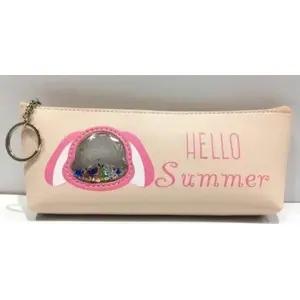 Pencil case Fresh model 485959 brown dog pattern "Hello summer" — single-compartment zip pouch