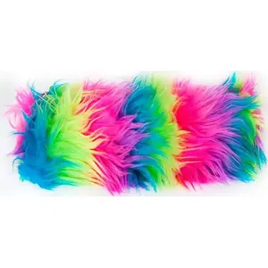Fluffy zip pouch pencil case MEMORIS — woolly rainbow design, zip closure