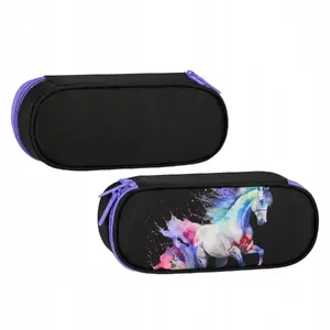 Пенал STARPAK PIORNIK SASZ OWAL 1ZAM HORSES STK PB 12/48, овальный пенал на одну молнию