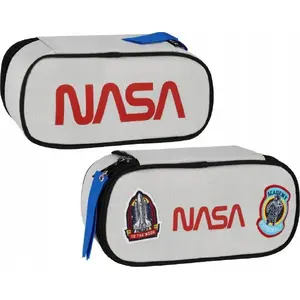 Пенал STARPAK овальный с одной молнией NASA серый